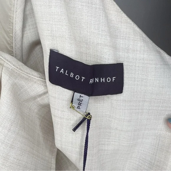 Talbot Runhof Cream draped wool-blend voile midi Dress Size 10 US / 40 D - Picture 6 of 11